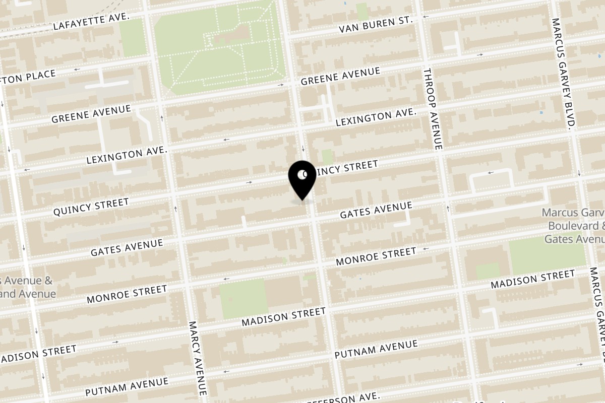 Map showing the location of The Taco Bar on 312 Tompkins Ave in Brooklyn